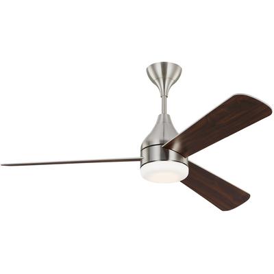 Generation Lighting Fans - Streaming 52" Smart Indoor/Outdoor Ceiling Fan - Brushed Steel - 3STMSM52BSD