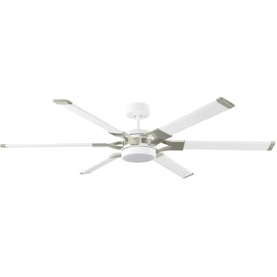 Generation Lighting Fans - Loft 62" LED Ceiling Fan - Matte White with Brushed Steel - 6LFR62RZWD