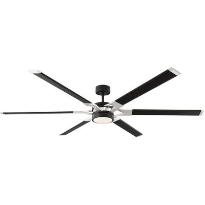 Generation Lighting Fans - Loft 72" LED Ceiling Fan - Midnight Black with Brushed Steel - 6LFR72MBKD