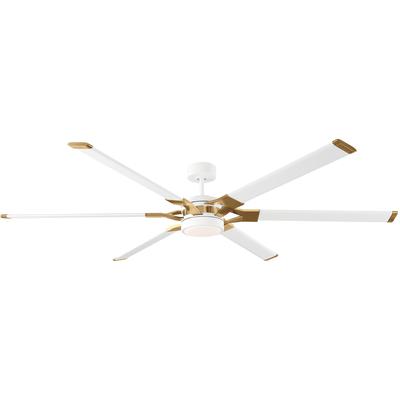 Generation Lighting Fans - Loft 72" LED Ceiling Fan - Matte White with Burnished Brass - 6LFR72RZWBBSD