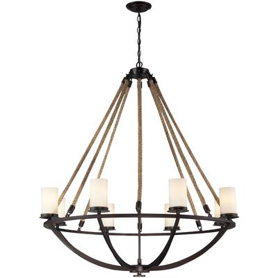 Elk Home - Landmark Lighting Natural Rope 8-Light Chandelier - Aged Bronze - 63043-8