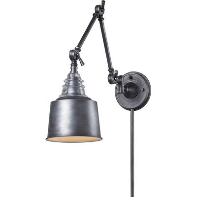 Elk Home - Landmark Lighting Insulator Glass 1-Light Swing Arm Sconce - Weathered Zinc - 66825-1