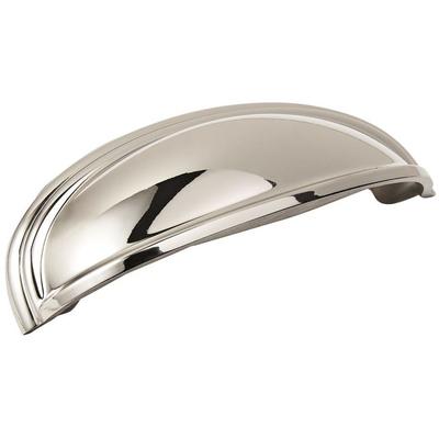Amerock - Ashby 4" (102 mm) and 3" (76 mm) Center-to-Center Cabinet Cup Pull - Polished Nickel - BP36640PN