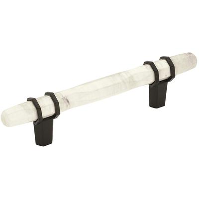 Amerock - Carrione 3-3/4" (96 mm) Center-to-Center Marble Cabinet Pull - Marble White/Black Bronze - BP36648MWBBR