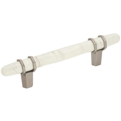 Amerock - Carrione 3-3/4" (96 mm) Center-to-Center Marble Cabinet Pull - Marble White/Satin Nickel√Ç¬† - BP36648MWG10
