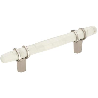 Amerock - Carrione 3-3/4" (96 mm) Center-to-Center Marble Cabinet Pull - Marble White/Polished Nickel√Ç¬† - BP36648MWPN