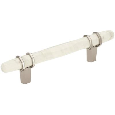 Amerock - Carrione 5-1/16" (128 mm) Center-to-Center Marble Cabinet Pull - Marble White/Polished Nickel√Ç¬† - BP36649MWPN