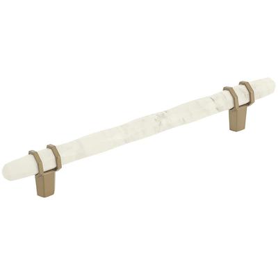 Amerock - Carrione 6-5/16" (160 mm) Center-to-Center Marble Cabinet Pull - Marble White/Golden Champagne√Ç¬† - BP36650MWBBZ