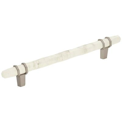 Amerock - Carrione 6-5/16" (160 mm) Center-to-Center Marble Cabinet Pull - Marble White/Satin Nickel√Ç¬† - BP36650MWG10