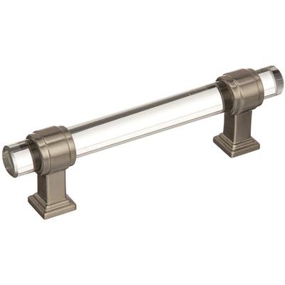 Amerock - Glacio 3-3/4" (96 mm) Center-to-Center Cabinet Pull - Clear/Satin Nickel  - BP36654CG10