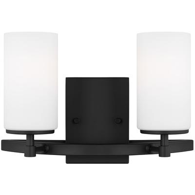 Generation Lighting - Alturas Two-Light Bathroom Fixture - Midnight Black - 4424602-112