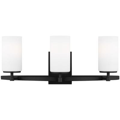 Generation Lighting - Alturas Three-Light Bathroom Fixture - Midnight Black - 4424603-112