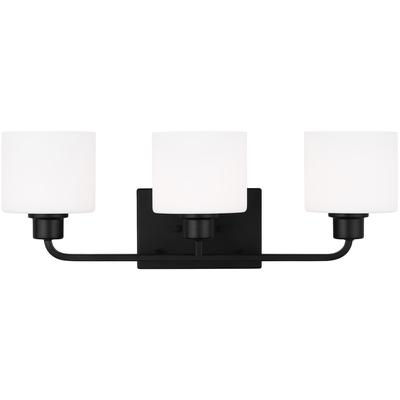 Generation Lighting - Canfield Three-Light Bathroom Fixture - Midnight Black - 4428803-112