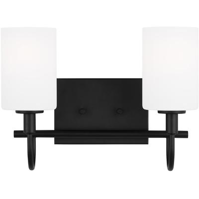 Generation Lighting Designers - Oak Moore 2-Light Wall/Bath Fixture - Midnight Black - 4457102-112