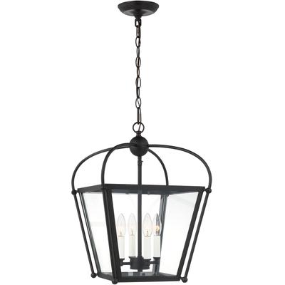 Generation Lighting Designers - Charleston Small 4-Light Lantern Pendant - Midnight Black - 5191004-112