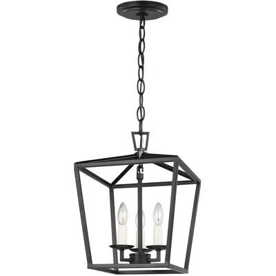 Generation Lighting Designers - Dianna 3-Light Mini Lantern Pendant - Midnight Black - 5192603-112