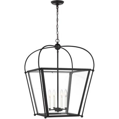 Generation Lighting Designers - Charleston Medium 4-Light LED Foyer Pendant - Midnight Black - 5291004EN-112