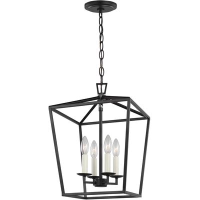 Generation Lighting Designers - Dianna 4-Light Small Lantern Pendant - Midnight Black - 5292604-112