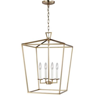 Generation Lighting Designers - Dianna 4-Light Medium Lantern Pendant - Satin Brass - 5392604-848