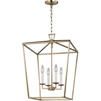 Generation Lighting Designers - Dianna 4-Light Medium Lantern Pendant - Satin Brass - 5392604-848