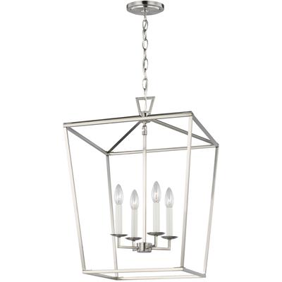 Generation Lighting Designers - Dianna 4-Light Medium Lantern Pendant - Brushed Nickel - 5392604-962