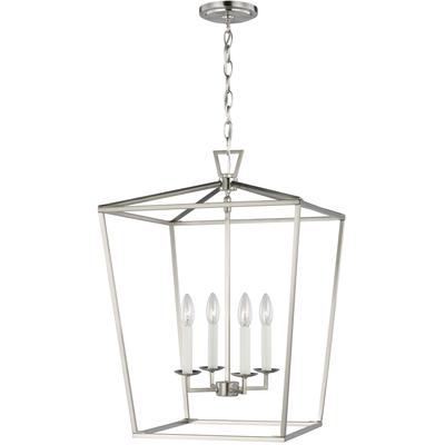 Generation Lighting Designers - Dianna 4-Light LED Medium Lantern Pendant - Brushed Nickel - 5392604EN-962