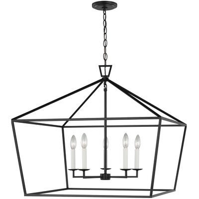 Generation Lighting Designers - Dianna 5-Light Wide Lantern Pendant - Midnight Black - 5692605-112