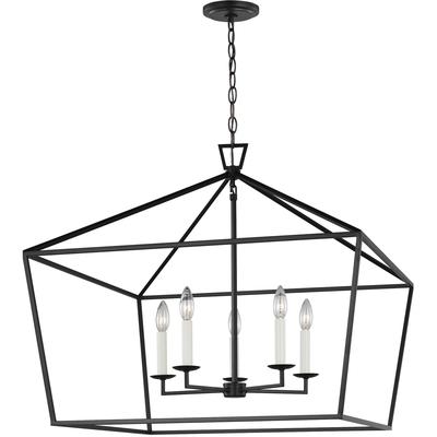 Generation Lighting Designers - Dianna 5-Light Wide Lantern Pendant - Midnight Black - 5692605-112