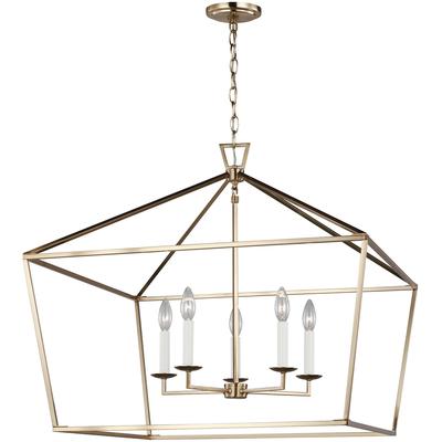 Generation Lighting Designers - Dianna 5-Light Wide Lantern Pendant - Satin Brass - 5692605-848