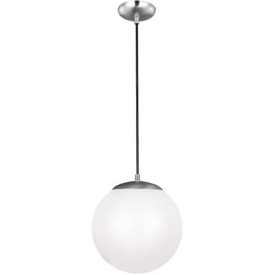 Generation Lighting Designers - Leo Hanging Globe Large 1-Light Pendant - Satin Aluminum - 6022-04