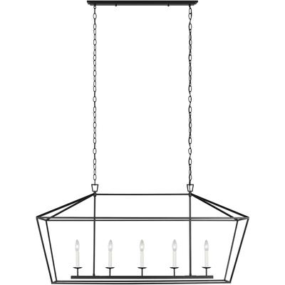 Generation Lighting Designers - Dianna 5-Light Medium Linear Chandelier - Midnight Black - 6692605-112