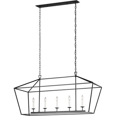 Generation Lighting Designers - Dianna 5-Light LED Medium Linear Chandelier - Midnight Black - 6692605EN-112