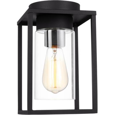 Generation Lighting Designers - Vado 1-Light Outdoor Ceiling Flush Mount - Black - 7831101-12