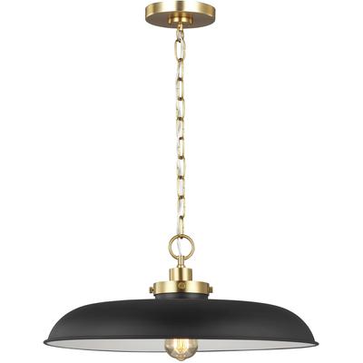 Generation Lighting Designers - Wellfleet Medium Wide Pendant - Midnight Black/Burnished Brass - CP1231MBKBBS