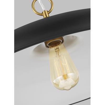 Generation Lighting Designers - Wellfleet Medium Wide Pendant - Midnight Black/Burnished Brass - CP1231MBKBBS