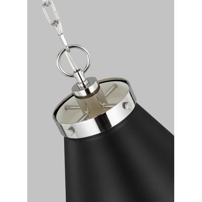 Generation Lighting Designers - Wellfleet Large Cone Pendant - Midnight Black/Polished Nickel - CP1281MBKPN