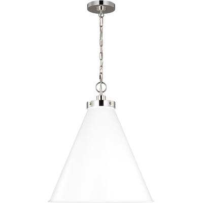 Generation Lighting Designers - Wellfleet Large Cone Pendant - Matte White/Polished Nickel - CP1281MWTPN