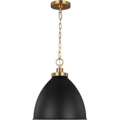 Generation Lighting Designers - Wellfleet Medium Dome Pendant - Midnight Black/Burnished Brass - CP1291MBKBBS