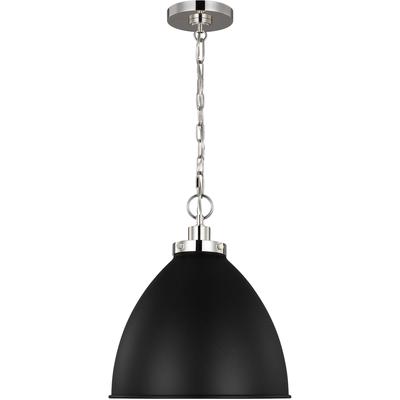 Generation Lighting Designers - Wellfleet Medium Dome Pendant - Midnight Black/Polished Nickel - CP1291MBKPN