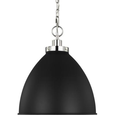 Generation Lighting Designers - Wellfleet Medium Dome Pendant - Midnight Black/Polished Nickel - CP1291MBKPN