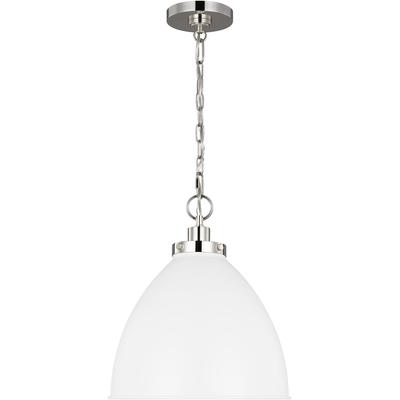 Generation Lighting Designers - Wellfleet Medium Dome Pendant - Matte White/Polished Nickel - CP1291MWTPN