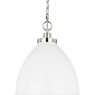 Generation Lighting Designers - Wellfleet Medium Dome Pendant - Matte White/Polished Nickel - CP1291MWTPN