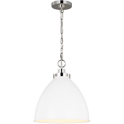 Generation Lighting Designers - Wellfleet Medium Dome Pendant - Matte White/Polished Nickel - CP1291MWTPN