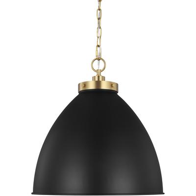 Generation Lighting Designers - Wellfleet Large Dome Pendant - Midnight Black/Burnished Brass - CP1301MBKBBS