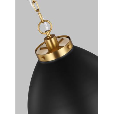 Generation Lighting Designers - Wellfleet Large Dome Pendant - Midnight Black/Burnished Brass - CP1301MBKBBS