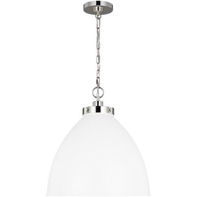 Generation Lighting Designers - Wellfleet Large Dome Pendant - Matte White/Polished Nickel - CP1301MWTPN