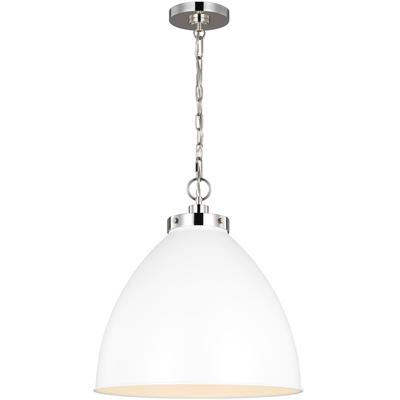 Generation Lighting Designers - Wellfleet Large Dome Pendant - Matte White/Polished Nickel - CP1301MWTPN