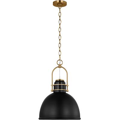 Generation Lighting Designers - Upland Extra Large Pendant - Midnight Black/Burnished Brass - CP1411BBSMBK