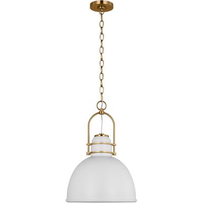 Generation Lighting Designers - Upland Extra Large Pendant - Matte White/Burnished Brass - CP1411BBSMWT