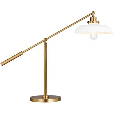 Generation Lighting Designers - Wellfleet Wide Desk Lamp - Matte White/Burnished Brass - CT1111MWTBBS1